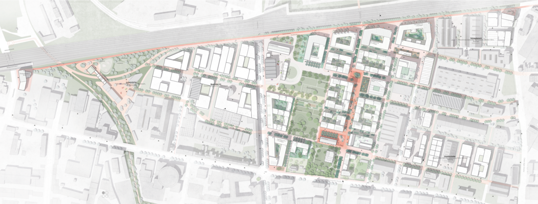 Die bergeordnete Leitidee basiert auf dem Motiv Ehrenfeld weiterbauen und entwickelt fr das Areal Max Becker eine Struktur, die von der bestehenden Mischung aus Wohnen, Gewerbe, Arbeiten, Kunst, Kultur in Ehrenfeld inspiriert wird, diese aufnimmt, interpretiert, fr die Aufgabe transformiert und in einem schlssigen Gesamtkonzept mnden lsst. (AUSZUG JURYPROTOKOLL)