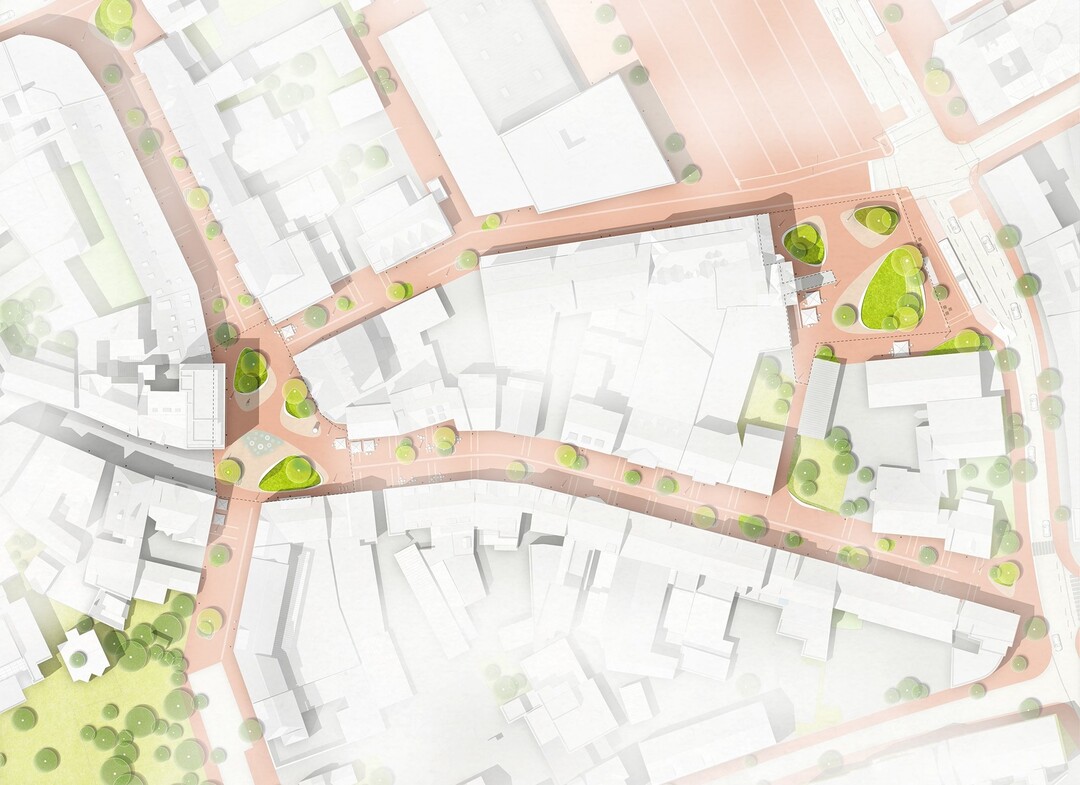 Der Siegerentwurf sieht zwei grne Klimapltze fr die Waltroper Innenstadt vor, die als grne Trittsteine zwischen
dem Stutenteichpark und dem Moselbachpark ausgebildet werden. Die beiden vorhandenen Pltze werden mit
grozgigen Pflanzinseln entsiegelt, die sich harmonisch in den einheitlichen Stadtboden einbetten und eine
hohe Aufenthaltsqualitt schaffen.
Trotz ihrer rumlich getrennten Lage im Stadtgefge und ihrer unterschiedlichen stdtebaulichen Ausformulierung
gelingt es, die beiden Pltze mit den charakteristischen grnen Inseln und der einheitlichen Materialitt
gestalterisch zu verbinden und so einen Zusammenhang herzustellen. AUSZUG JURYPROTOKOLL