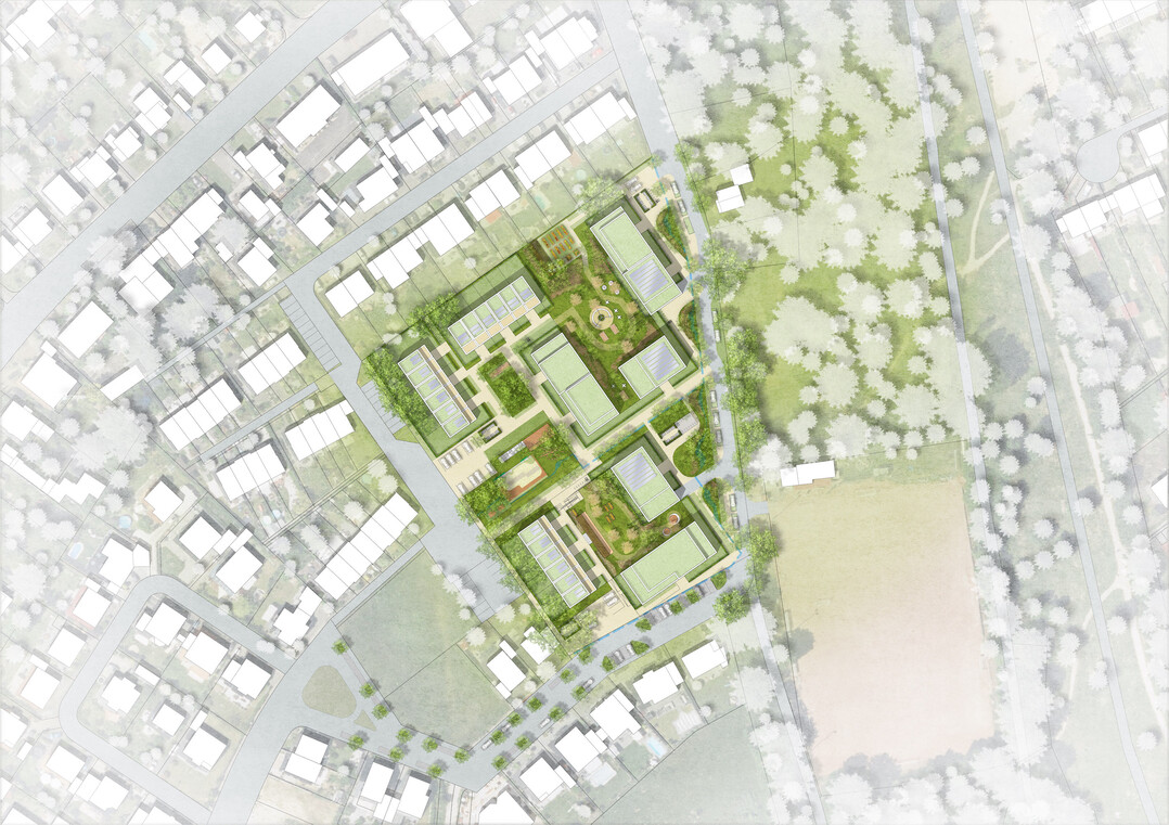 Das neue Wohnquartier wird charakterisiert durch die enge Vernetzung von Blockinnen- und auenrumen. Die rumlichen und funktionalen Wechselwirkungen zwischen den Innenhfen, dem zentralen Platz und den angrenzenden Stadtrumen verleihen einzelnen Hauseinheiten einen unverwechselbaren Charakter, eine eigene Orientierung und eine hohe Aufenthaltsqualitt. Es entsteht ein Quartier der kurzen Wege und klar definierter Rume. (AUSZUG ENTWURFSTEXT)