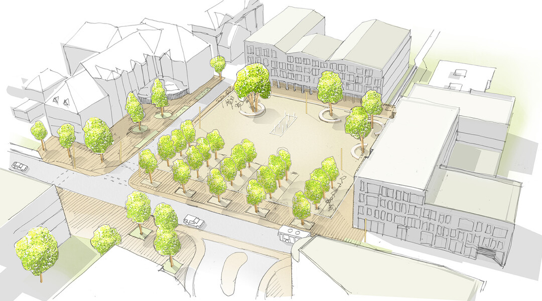 Ein Ort zum Wohlfhlen, eine Sttte zum Verweilen: der neue Marktplatz wird zum lebendigen Treffpunkt fr alle Brinkumer. Wie auf einer Leinwand konzentriert der Entwurf alle wichtigen Details auf einer hellen, eindeutig als Zentrum codierten Flche; soziale, kulturelle und wirtschaftliche Elemente erschaffen eine Collage des gesellschaftlichen Lebens (...) Ob der geradlinige Lindenhain an der Westseite, der baumbestandene Salon im Sd-Osten oder die Kids Corner im Nord-Osten: die Randzonen des Platzes, durch besonders viel Grn aufgewertet, bieten attraktive Aufenthaltsangebote fr das tgliche Leben.  Zu besonderen Anlssen wie greren Veranstaltungen oder Festen kommt die Gemeinschaft auf der Platzmitte zusammen - die freigehaltene Flche wartet darauf, dass die Brinkumer sie mit ihren Ideen kolorieren. AUSZUG ENTWURFSTEXT
