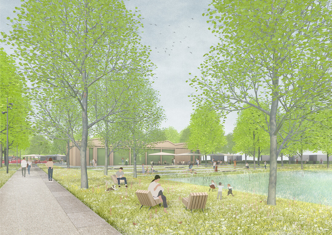Der Kleingartenpark greift das bestehende Gerst aus Grten und Wegen auf. Die sdliche Wegeverbindung bindet an den Rundweg der Wallanlage an. Die nrdliche Wegespange bildet ein Gerst fr grere ffentliche Freirume. Hier werden Spielangebote und Obstbaumwiese eingefgt. Den stlichen Abschluss bildet die partizipative Flche als Erweiterung des museumspdagogischen Angebots im Auenraum. Die Wegefhrung und die Platzierung des Multifunktionsgebude rcken den sanierten Stadtgrabenteich in den Mittelpunkt der Anlage. In den Uferbereichen des Teichs sind lediglich zurckhaltende Eingriffe vorgesehen. (AUSZUG ERLUTERUNGSTEXT)