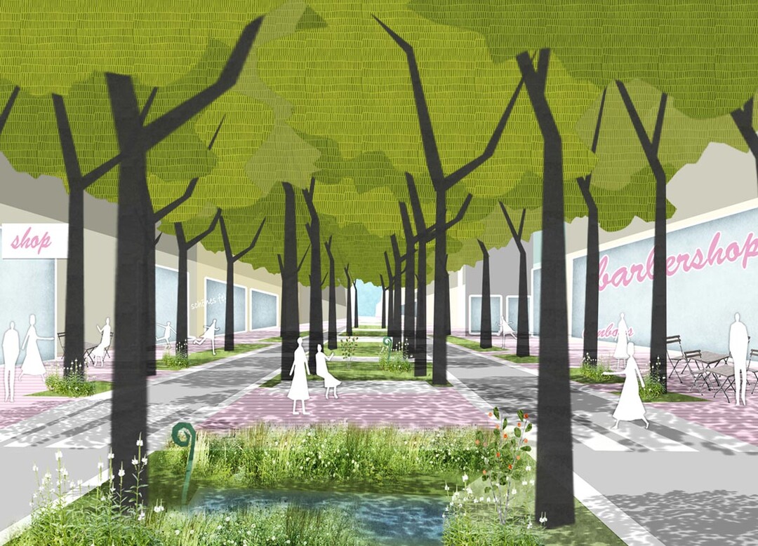 Der Freiraum bildet das Grundgerst des neuen Stadtteils. Unterschiedliche Freiraumdimensionen und -funktionen schaffen vielfltige Atmosphren und Angebote fr einen grnen und klimabewussten neuen Stadtteil. [Auszug Entwurfserluterung]