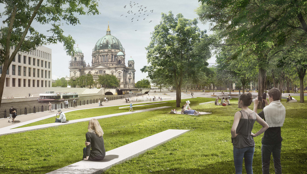Der Siegerentwurf von RMP Stephan Lenzen Landschaftsarchitekten berzeugt mit eienr prgnanten Figur. 