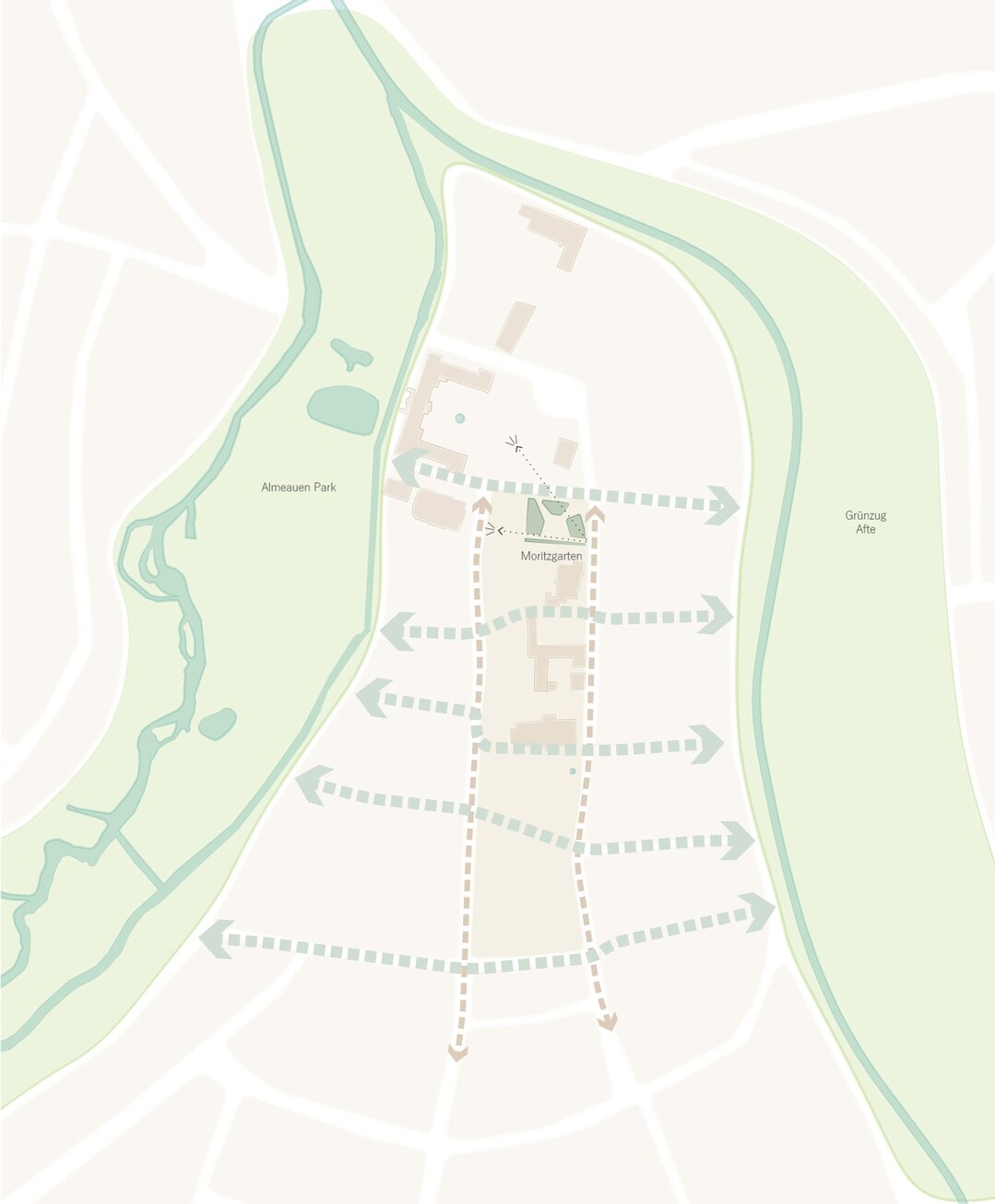 Die entlang der westlichen Grundstcksgrenze vorgeschlagene Stadtachse ist ein berzeugender Vorschlag fr die Verknpfungen mit dem Rathausareal. Diese neue Wegeverbin-dung ermglicht, unter Einbindung der Treppen und Terrassen sowie des Stadtbalkons, eine barrierearme Verbindung in die Judengasse. Ein grner Saum schafft Abstand zur angrenzenden Wohnbebauung. AUSZUG JURYPROTOKOLL