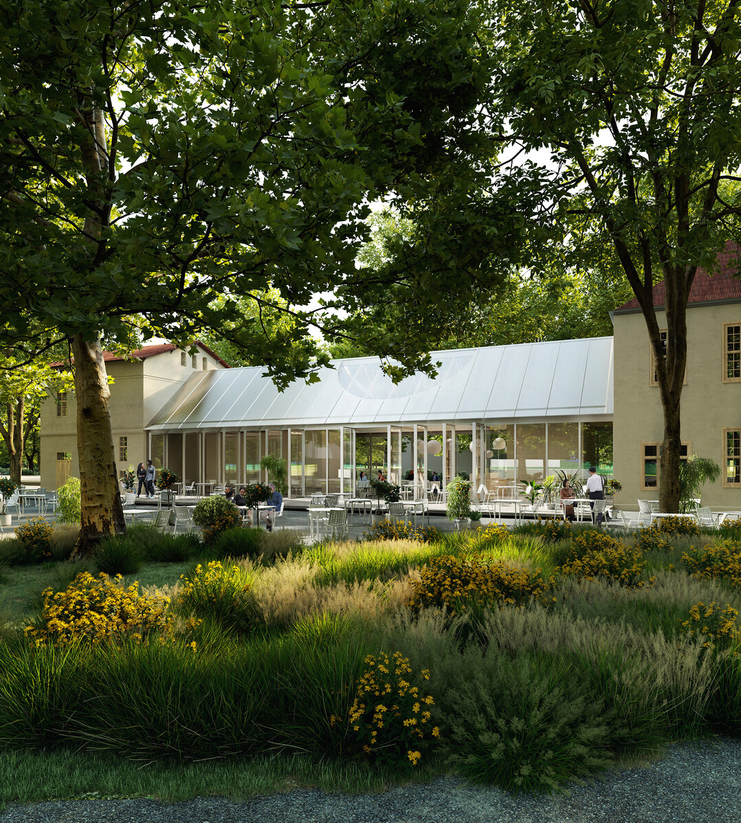Das prgnante Bauensemble aus ehemaliger Orangerie, Forsthaus, Kavaliershaus und Kirche bilden den historischen Kern der barocken Schloss- und Parkanlage. Mit der Restaurierung und Reaktivierung der Gebude, insbesondere der ehemaligen Orangerie zu einem attraktiven Anlaufpunkt fr Besucher, erhlt der zentrale Schmuckplatz wieder seine reprsentative bauliche Fassung entsprechend der ursprnglichen Bedeutung.(AUSZUG ERLUTERUNGSTEXT)