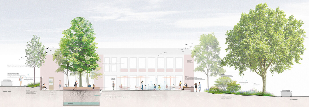 Der Venarey-les-Laumes-Platz bildet zuknftig in enger Synergie mit dem ZWOZWO das neue soziale und kulturelle Zentrum Bingerbrcks. (...)Umgeben von vielbefahrenen Straen und einer heterogenen Bebauung schlagen wir den Platz als introvertierteren Ort mit engem Bezug zum ZWOZWO vor. Dem geometrisch gegliederten Gebude wird entsprechend eine rechteckige Freiflche vorgelagert, welche die derzeitige Kleinteiligkeit der Platzgestaltung aufhebt und dem Platz die gewnschten Nutzungsoffenheit ermglicht. (...)Dabei versteht sich der Platz als bespielbare Plattform gemeinschaftlichen Zusammenlebens mit Abbildung des Alltags, wie auch besonderer Ereignisse und Veranstaltungen im Jahreskalender.(AUSZUG ENTWURFSTEXT)