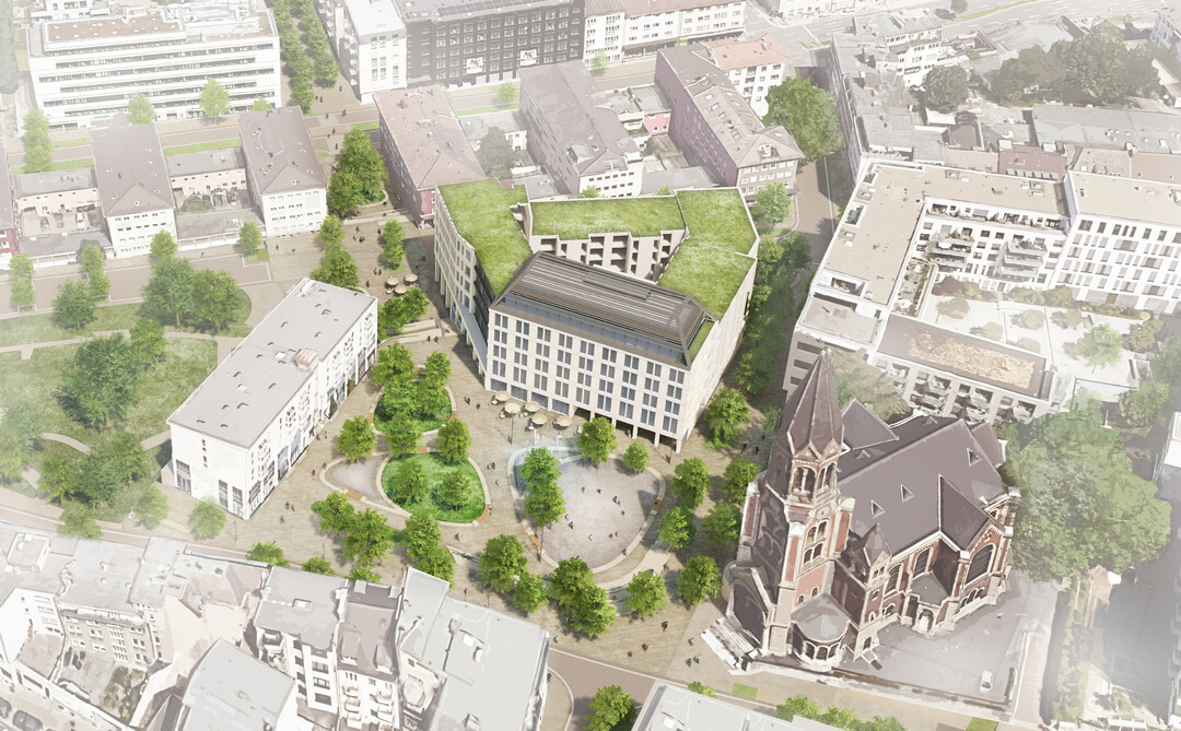 Das blaugrne Wohnzimmer am Weberplatz vermittelt das Konzept zwischen den unterschiedlichen Anforderungen an einen innerstdtischen Begegnungsraum mit den vielfltigen und teils kontrren Ansprchen aus Klimaanpassung, gesellschaftlicher Partizipation, Multifunktionalitt, Nachhaltigkeit, Inklusion und Gesundheit (...) Inmitten dieser urbanen Nachbarschaft schaffen die Klimakiesel ein blaugrnes Wohnzimmer, das ein klares Statement fr Nachhaltigkeit, Klimaschutz und grne Baukultur in Essen setzt (...) Durch die barrierefreie Wegefhrung in Kombination mit der klar differenzierten Nutzungszonierung in den Teilflchen entsteht ein zusammenhngender, grtmglich unversiegelter und begrnter Freiraum mitten in der Stadt. Gleichzeitig werden die wichtigen Sicht- und Wegebeziehungen zur Grnen Mitte und der historischen Kreuzeskirche inszeniert.    AUSZUG ENTWURFSTEXT