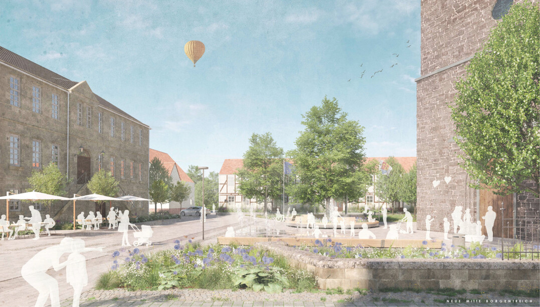 Begrenzt durch den Verlauf der ehemaligen
Stadtmauer, an deren Stelle sich heute teils grozgige Grn- und Freiflchen befinden, entstand ab dem 13. Jahrhundert ein typisch mittelalterlicher Stadtgrundriss, der in seiner ovalrunden Form und der dichten Bebauung aus eng gestaffelten Mehrgeschoss- und Nebenbauten deutlich ablesbar ist und somit als Synonym fr die Identitt der Kleinstadt steht. Im
Laufe der letzten Jahrzehnte hat die Eigenart dieses Stadtgefges gestalterisch an Wert verloren und wird in ihrer Eigentmlichkeit nicht ausreichend gewrdigt. Der vorliegende Entwurf
nimmt sich als Ziel, die inhaltliche Zusammengehrigkeit des Ensembles wieder wrdig in
Szene zu setzen, die stadtumlaufenden Grnflchen als wichtigen Freiraumverbund strker
mit der Innenstadt zu verknpfen und eine lebendige Mitte als sozialen Kommunikationsort
zu entwickeln. (AUSZUG ERLUTERUNGSTEXT)