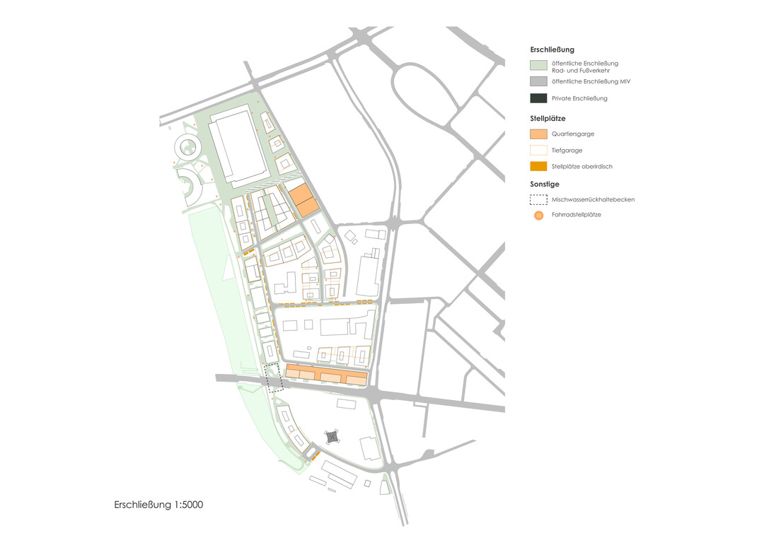 Konzept zur Erschlieung und zu mglichen Stellpltzenim geplanten Quartier Alte Messe West